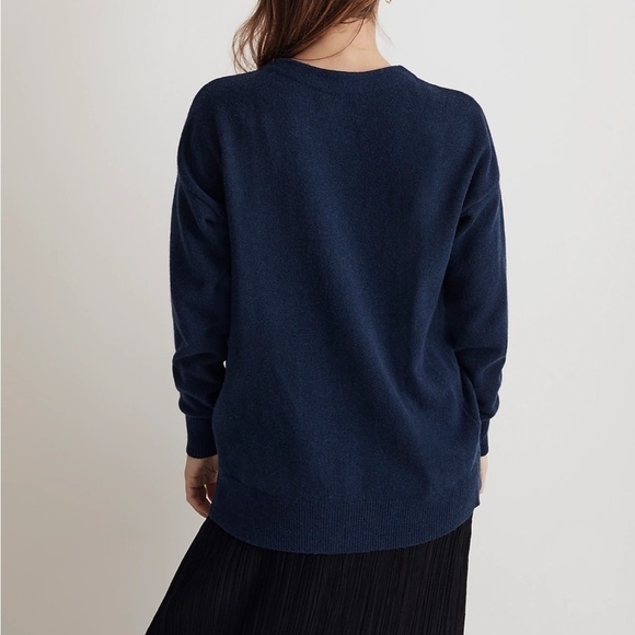 NWOT Madewell V-Neck Relaxed Cardigan heather indigo - Picture 3 of 7